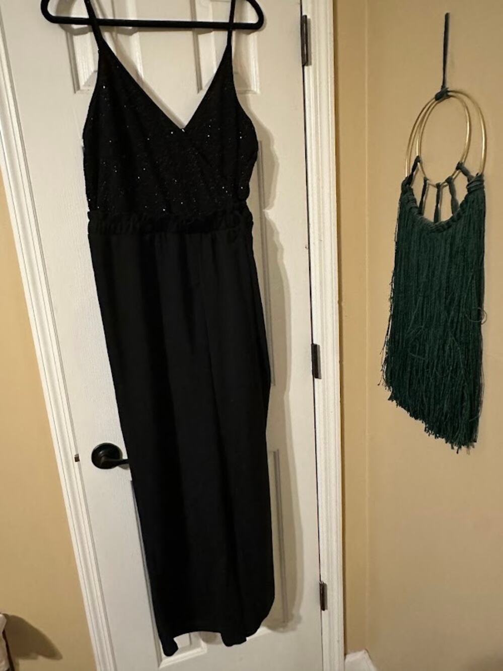 Black Sparkle Belted Jumpsuit